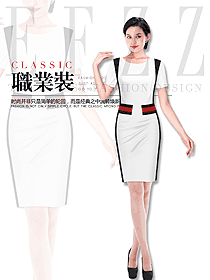 白色連衣裙款職業套裝專賣店營業員服裝款式圖1588