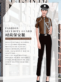 咖啡色女款短袖保安服款式設(shè)計圖360