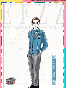 時尚淺藍色男款學生服校服款式設計圖058
