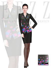 新款時尚花紋女款酒店經理制服設計圖402
