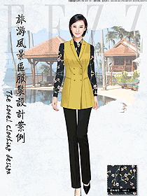 新款淺黃色女款西餐服務(wù)員服裝款式圖1303