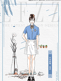 淺藍色小清新女款學生服校服款式設計圖067