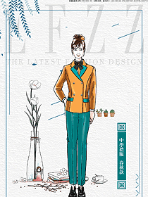 時尚淺黃色女款學生服校服款式設計圖069