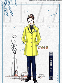 亮黃色女款學生服校服款式設計圖071