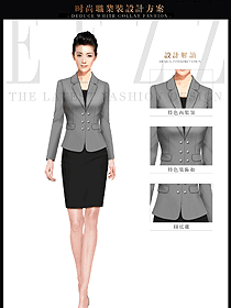 原創(chuàng)制服設(shè)計(jì)淺灰色女秋冬職業(yè)裝款式設(shè)計(jì)圖1519