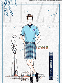 淺藍色女款學生服校服款式設計圖074