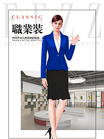 新款深藍(lán)色女秋冬職業(yè)裝服裝款式效果圖1525