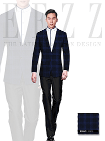 藍色格子紋男款酒店大堂服裝款式圖979