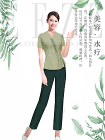時尚草綠色女款按摩技師服款式設(shè)計圖1443