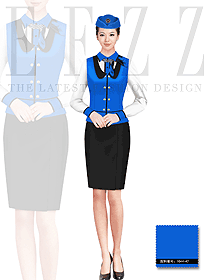 原創(chuàng)設(shè)計(jì)深藍(lán)色馬甲款空姐制服款式圖410