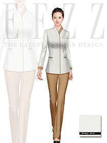 原創設計淺灰色長袖女款客房服務員服裝款式圖536