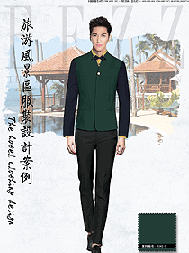 原創制服設計墨綠色男款西餐服務員服裝款式圖1317
