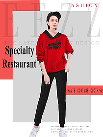 原創(chuàng)設(shè)計(jì)紅色長(zhǎng)袖女款快餐廳服務(wù)員服裝款式圖257