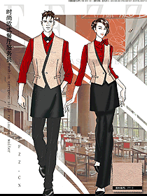 新款男女馬甲款西餐服務(wù)員服裝款式圖1318