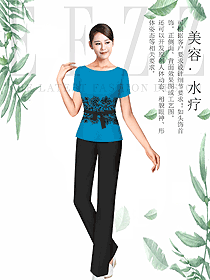 時尚深藍色女款按摩技師服款式設(shè)計圖1450