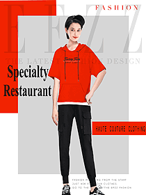 原創(chuàng)設(shè)計(jì)女款短袖紅色快餐廳服務(wù)員服裝款式圖272