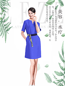 原創制服設計藍色連衣裙款按摩技師服裝款式圖1463