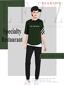 時尚墨綠色女款快餐廳服裝款式設計圖292