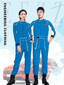 時尚淺藍色男女款汽車維修服工程服設計圖1223