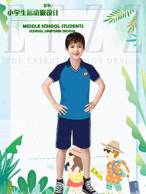 藍(lán)色短袖男款學(xué)生服校服款式設(shè)計(jì)圖096