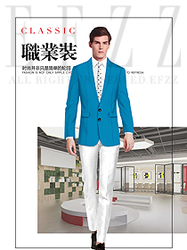 原創制服設計藍色男款職業裝西服服裝款式圖444