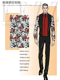 原創(chuàng)制服設(shè)計(jì)男款中餐服務(wù)員服裝款式圖2031