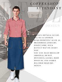 粉紅色長袖男款快餐廳服裝款式設計圖310