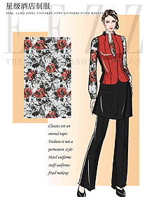 新款女款中餐服務(wù)員制服款式設(shè)計圖2032