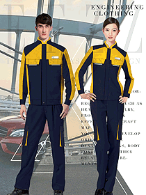 時尚藏藍色長袖春秋工程服設計圖1241