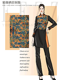 時(shí)尚女款中餐服務(wù)員服裝款式圖2033