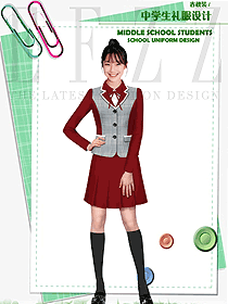 新款紅色長袖女款學(xué)生服校服款式設(shè)計(jì)圖118