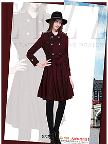 時(shí)尚棗紅色女職業(yè)裝大衣制服設(shè)計(jì)圖237