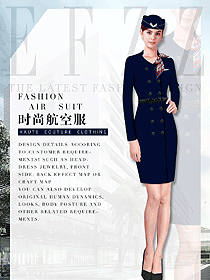 原創設計深藍色空姐制服款式圖832