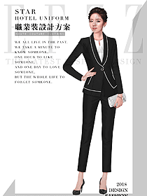新款黑色女秋冬職業(yè)裝制服設(shè)計圖1604