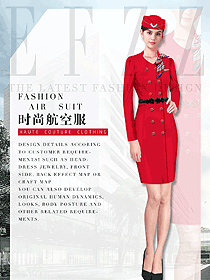 新款紅色空姐制服款式效果圖833