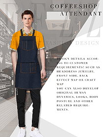 新款圍裙款快餐廳服務員制服設計圖328