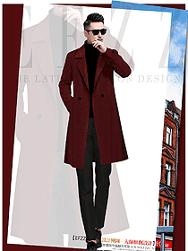 原創制服設計玫紅色男款職業裝大衣服裝款式圖124