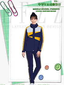 藍色長袖女款學生服校服款式設計圖135