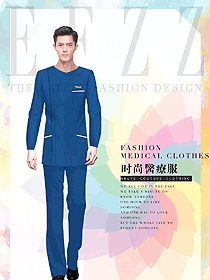 時(shí)尚藍(lán)色長袖男款醫(yī)療美容制服款式圖630