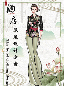 新款女款酒店中餐迎賓制服設計圖893