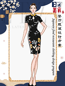 淺黃色女款連衣裙款制服款式設計圖327