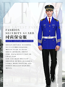 時尚藍色男款獵裝保安工作制服設計圖339