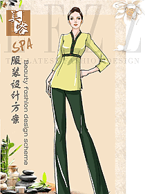 原創制服設計女款美容會所服裝款式圖635