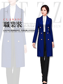 時尚深藍色女職業裝大衣服裝款式效果圖285