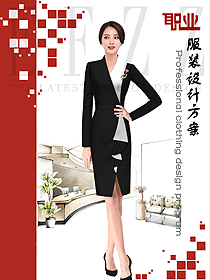 新款黑色女秋冬職業(yè)裝制服設(shè)計(jì)圖1690