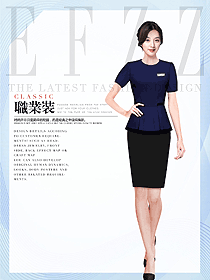 新款深藍色總臺收銀接待制服設計圖429