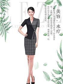 原創制服設計短袖女款總臺收銀接待服裝款式圖434