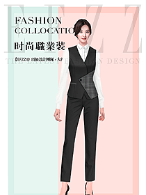 黑色簡約款女職業裝馬夾款制服設計圖358