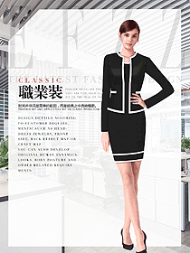 黑色女秋冬職業裝制服設計圖1753