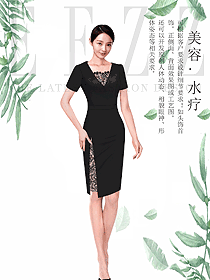 原創(chuàng)制服設計黑色水療會所咨客服裝款式圖491